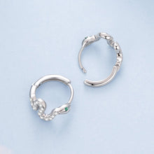 Load image into Gallery viewer, 925 Sterling Silver Hoop Earrings with White Gold Plating and CZ Stones
