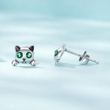 Load image into Gallery viewer, 925 Sterling Silver Earrings with Enamel in Oxidized Finish
