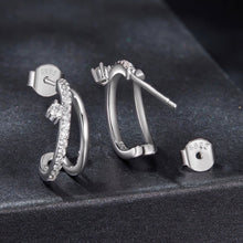 Load image into Gallery viewer, 925 Sterling Silver Moissanite Earrings for Women - 1.4x0.5cm, Pavé Setting
