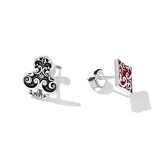 Load image into Gallery viewer, 925 Sterling Silver Oxidized Enamel Plum Blossom Earrings for Women - 1.2 x 1.0 cm
