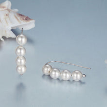 Load image into Gallery viewer, 925 Sterling Silver White Gold Plated Earrings with Quality Shell Pearl, 2.1*0.5cm for Women

