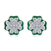 Load image into Gallery viewer, 925 Sterling Silver Earrings with Pavé Set CZ &amp; White Gold Plating, 0.75cm for Women
