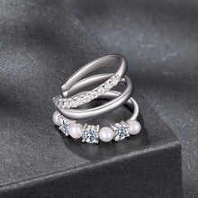 Load image into Gallery viewer, 925 Sterling Silver Earrings with Moissanite and Freshwater Pearl for Women, 1.2*1.7cm, White Gold Plated
