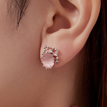 Load image into Gallery viewer, 925 Sterling Silver White Gold Plated Earrings with Transparent Glass, 1.6x1.2cm for Women
