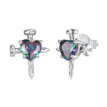 Load image into Gallery viewer, 925 Sterling Silver Earrings with Transparent Glass for Women
