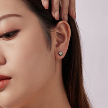 Load image into Gallery viewer, 925 Sterling Silver Earrings with Pavé Set CZ &amp; White Gold Plating, 0.75cm for Women
