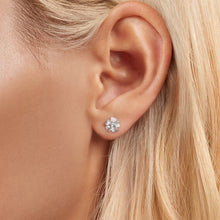 Load image into Gallery viewer, 925 Sterling Silver Earrings with Pavé Setting CZ and White Gold Plating, 0.8cm for Women
