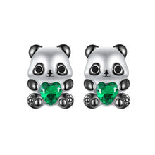 Load image into Gallery viewer, 925 Sterling Silver Earrings with Pavé Setting CZ in White and Black Gold
