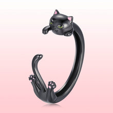 Load image into Gallery viewer, S925 Sterling Silver Plated Black Gold Cat-themed Ring for Women
