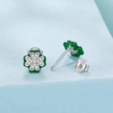 Load image into Gallery viewer, 925 Sterling Silver Earrings with Pavé Set CZ &amp; White Gold Plating, 0.75cm for Women

