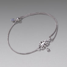 Load image into Gallery viewer, 925 Sterling Silver Adjustable Chain Bracelet with White Gold Plating and CZ for Women
