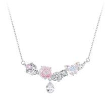 Load image into Gallery viewer, 925 Sterling Silver Necklace with CZ &amp; Resin Pendant, 18x39mm, Plated with White Gold
