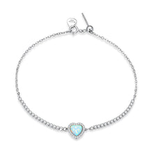 Load image into Gallery viewer, 925 Sterling Silver Adjustable Bracelet with Translucent Opal and CZ for Women
