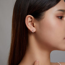 Load image into Gallery viewer, 925 Sterling Silver Pavé CZ Gold Plated 1x0.5cm Earrings for Women
