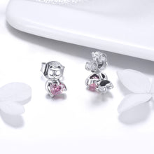 Load image into Gallery viewer, 925 Sterling Silver Earrings with Pavé Setting and Oxidized Finish for Women

