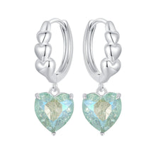 Load image into Gallery viewer, 925 Sterling Silver Earrings with Transparent Glass, Plated White Gold, Size 23x8.5mm for Women
