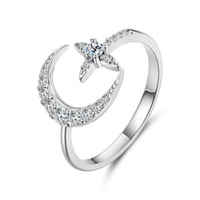Load image into Gallery viewer, 925 Sterling Silver Moissanite 0.25cm White Gold Plated Ring - Size E for Women
