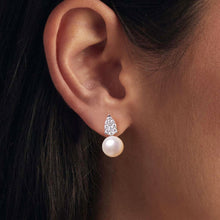 Load image into Gallery viewer, 925 Sterling Silver 0.023 Carat Moissanite &amp; Freshwater Pearl Earrings for Women
