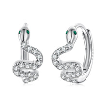 Load image into Gallery viewer, 925 Sterling Silver Hoop Earrings with White Gold Plating and CZ Stones
