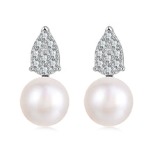 Load image into Gallery viewer, 925 Sterling Silver 0.023 Carat Moissanite &amp; Freshwater Pearl Earrings for Women
