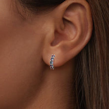 Load image into Gallery viewer, 925 Sterling Silver Earrings with Pavé Setting CZ in Oxidized Finish for Women

