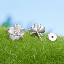 Load image into Gallery viewer, 925 Sterling Silver Earrings with Pavé Setting CZ and White Gold Plating, 0.8cm for Women
