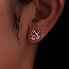 Load image into Gallery viewer, 925 Sterling Silver Earrings with Pavé Setting CZ and Transparent Glass for Women
