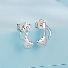 Load image into Gallery viewer, 925 Sterling Silver Earrings with Pavé Setting CZ in White Gold Finish, 1x0.7cm for Women
