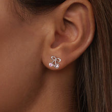 Load image into Gallery viewer, 925 Sterling Silver Earrings with Pavé Setting CZ and Transparent Glass for Women
