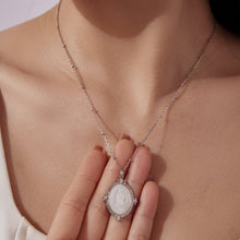 Load image into Gallery viewer, 925 Sterling Silver Necklace with White Gold Plating, 40+5cm Length, CZ &amp; Mother of Pearl Pendant for Women
