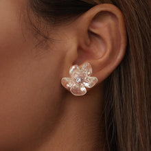 Load image into Gallery viewer, 925 Sterling Silver Earrings with Pavé Setting CZ and Resin, 2.5x2.1cm for Women
