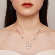 Load image into Gallery viewer, 925 Sterling Silver Butterfly Necklace with Pavé Setting CZ, 40cm Length for Women

