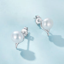 Load image into Gallery viewer, 925 Sterling Silver Pavé Setting CZ &amp; Natural Fresh Water Earrings for Women - 10*7mm
