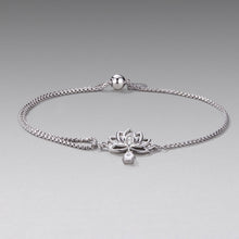 Load image into Gallery viewer, 925 Sterling Silver Adjustable Chain Bracelet with White Gold Plating and CZ for Women
