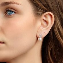 Load image into Gallery viewer, 925 Sterling Silver 0.023 Carat Moissanite &amp; Freshwater Pearl Earrings for Women

