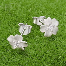Load image into Gallery viewer, 925 Sterling Silver Earrings with Pavé Setting CZ and White Gold Plating, 0.8cm for Women
