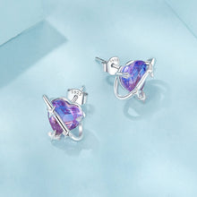 Load image into Gallery viewer, 925 Sterling Silver Earrings with CZ and Transparent Glass in White Gold Plating for Women
