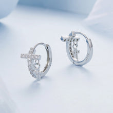 Load image into Gallery viewer, 925 Sterling Silver Earrings with Pavé Setting CZ in White Gold, Size 13*8mm for Women
