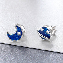 Load image into Gallery viewer, 925 Sterling Silver Earrings for Women - Enamel Moon and Sun Design, 0.7x0.6cm, 0.6x0.8cm

