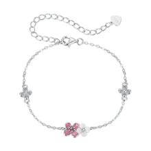 Load image into Gallery viewer, 925 Sterling Silver Enamel Charm Bracelet with Pavé CZ, 15+6cm for Women
