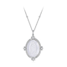 Load image into Gallery viewer, 925 Sterling Silver Necklace with White Gold Plating, 40+5cm Length, CZ &amp; Mother of Pearl Pendant for Women
