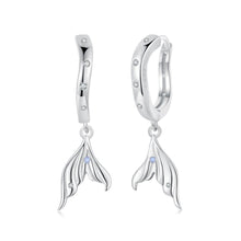 Load image into Gallery viewer, 925 Sterling Silver Earrings with Nano Opal Stone and CZ in White Gold Finish
