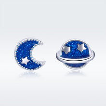 Load image into Gallery viewer, 925 Sterling Silver Earrings for Women - Enamel Moon and Sun Design, 0.7x0.6cm, 0.6x0.8cm
