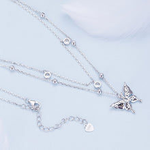 Load image into Gallery viewer, 925 Sterling Silver Butterfly Necklace with Pavé Setting CZ, 40cm Length for Women
