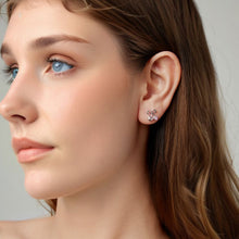 Load image into Gallery viewer, 925 Sterling Silver Earrings with Pavé Setting CZ and Transparent Glass for Women
