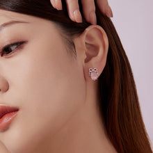 Load image into Gallery viewer, 925 Sterling Silver White Gold Plated Earrings with Transparent Glass, 1.6x1.2cm for Women
