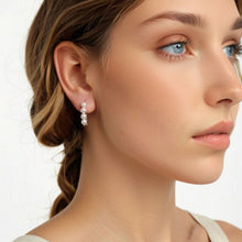 Load image into Gallery viewer, 925 Sterling Silver White Gold Plated Earrings with Quality Shell Pearl, 2.1*0.5cm for Women
