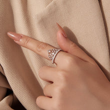 Load image into Gallery viewer, 925 Sterling Silver White Gold Plated Ring with Pavé Setting CZ Size 6 for Women
