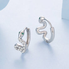 Load image into Gallery viewer, 925 Sterling Silver Hoop Earrings with White Gold Plating and CZ Stones

