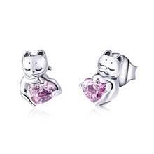 Load image into Gallery viewer, 925 Sterling Silver Earrings with Pavé Setting and Oxidized Finish for Women
